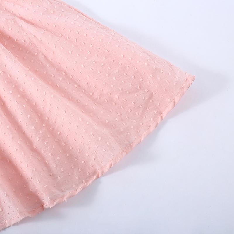 Girls Pure Cotton Pleated Skirt Solid Color Fly Sleeve Princess Dress - PrettyKid