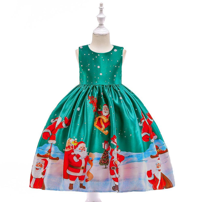 Girls Christmas Dress Polka Dot Print Santa Tutu Princess Dress - PrettyKid