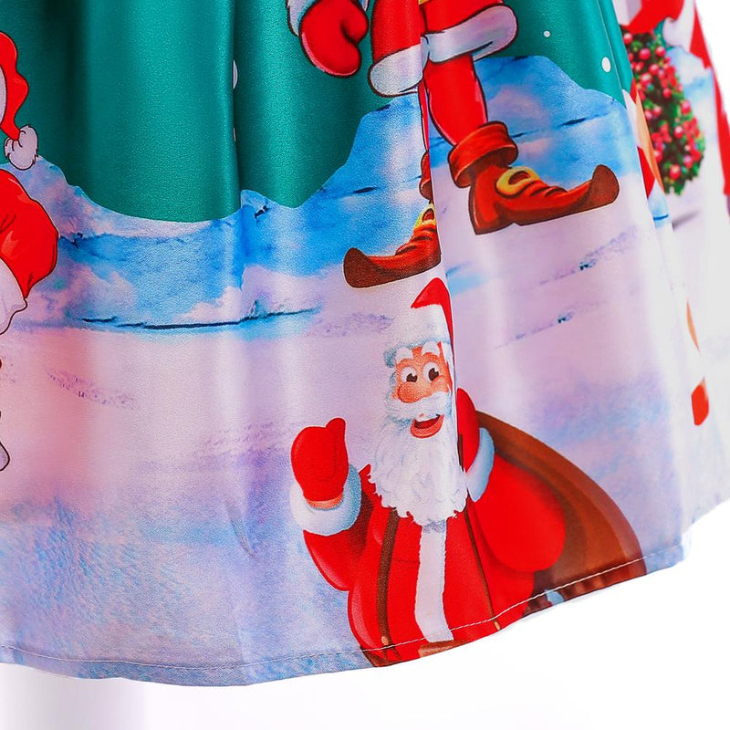 Girls Christmas Dress Polka Dot Print Santa Tutu Princess Dress - PrettyKid