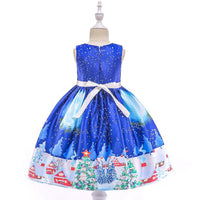 Girls' Christmas Dress Snowflake Print Santa Tutu Princess Dress - PrettyKid