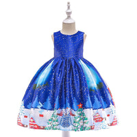 Girls' Christmas Dress Snowflake Print Santa Tutu Princess Dress - PrettyKid