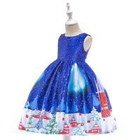 Girls' Christmas Dress Snowflake Print Santa Tutu Princess Dress - PrettyKid