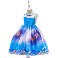 Girls Christmas Dress Satin Print Santa Tutu Princess Dress - PrettyKid