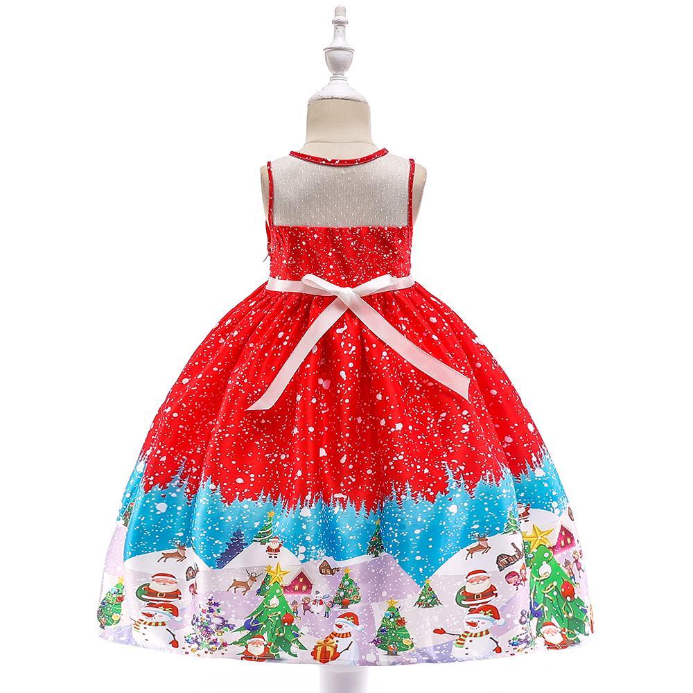 Girls Christmas Dress Snowflake Print Tutu Princess Dress - PrettyKid