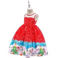 Girls Christmas Dress Snowflake Print Tutu Princess Dress - PrettyKid