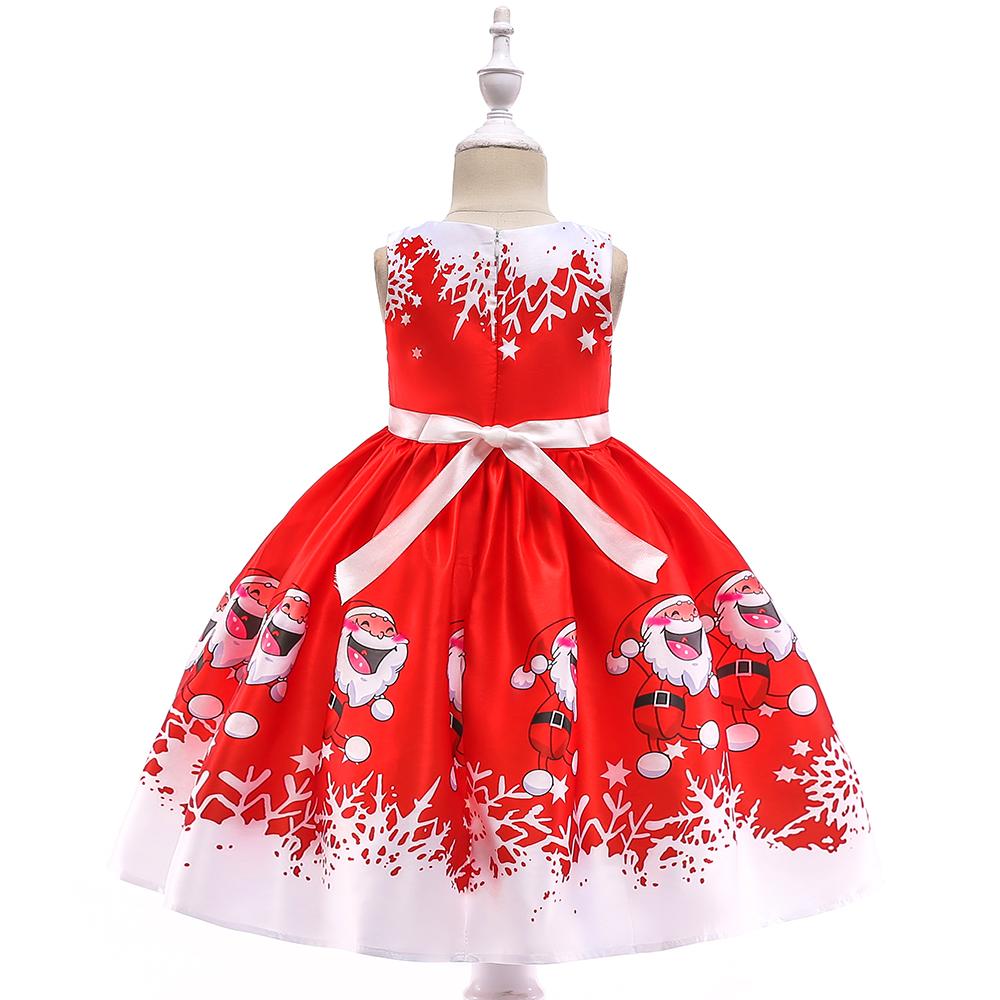 Girls Christmas Dress Print Santa Tutu Princess Dress Girl Dress - PrettyKid