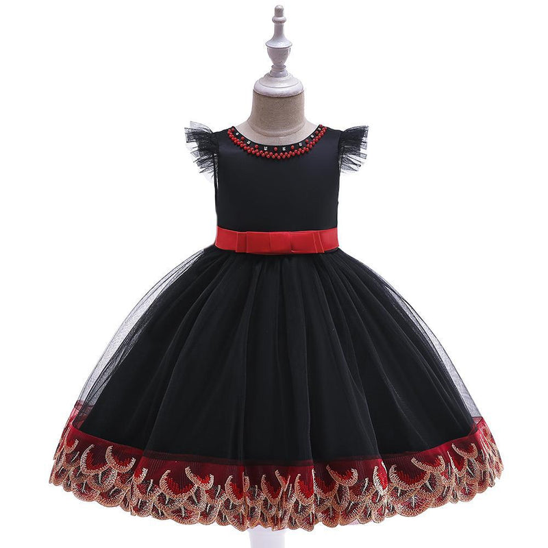 Girl Lace Fly Sleeve Princess Dress - PrettyKid