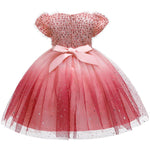 Girls' Prom Dress Princess Dress Sequin Mesh Starry Contrast Dress - PrettyKid