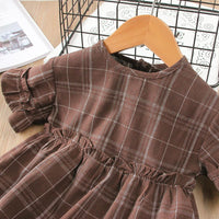 Toddler Girls Short Sleeve Pleated Plaid Dress Princess Dress - PrettyKid