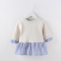 Stripe Pattern Paneled Dress - PrettyKid