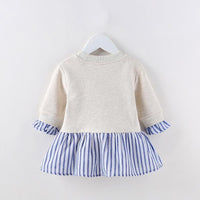 Stripe Pattern Paneled Dress - PrettyKid