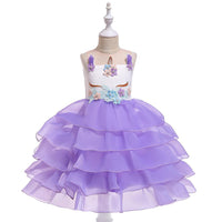 Christmas Girl Prom Cartoon Unicorn Mesh Dress - PrettyKid