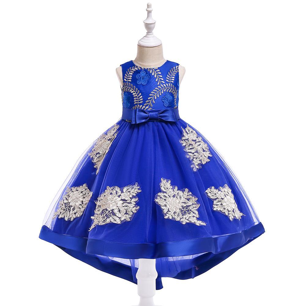 Girls Prom Evening Dress Embroidered Tail Princess Skirt - PrettyKid