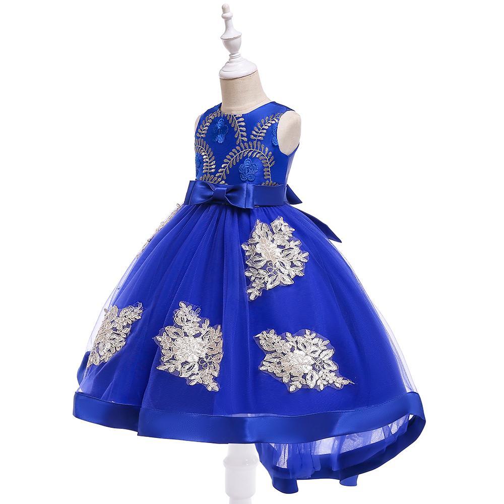 Girls Prom Evening Dress Embroidered Tail Princess Skirt - PrettyKid