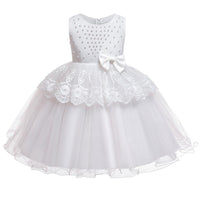 Girl's Dress Tutu Sleeveless Beaded Girl's Dress Performance Clothes - PrettyKid