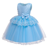 Girl's Dress Tutu Sleeveless Beaded Girl's Dress Performance Clothes - PrettyKid