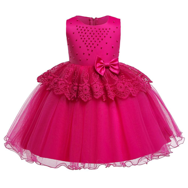 Girl's Dress Tutu Sleeveless Beaded Girl's Dress Performance Clothes - PrettyKid