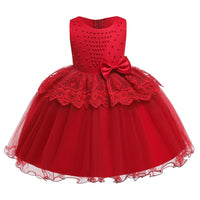 Girl's Dress Tutu Sleeveless Beaded Girl's Dress Performance Clothes - PrettyKid