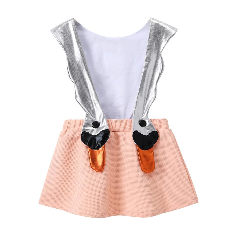 Toddler Girls Fashion Swan Shape Suspender Dress Cute Princess Dress - PrettyKid