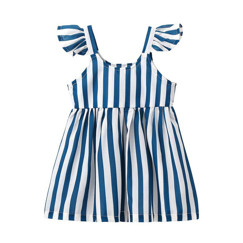 Sweet Stripes Flutter Sleeves Dress for Baby Girl - PrettyKid