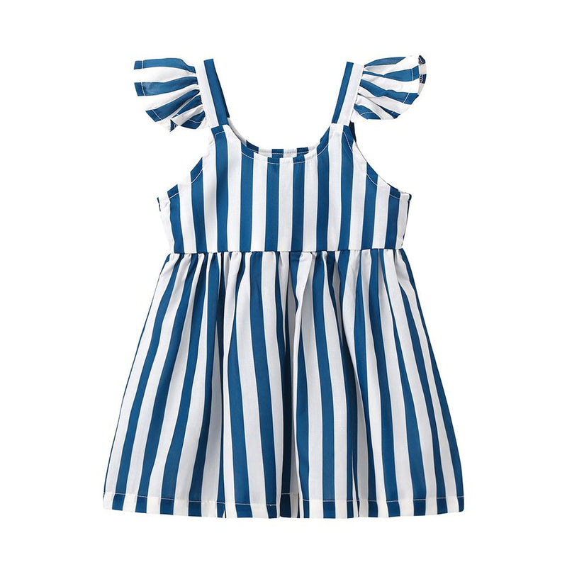 Sweet Stripes Flutter Sleeves Dress for Baby Girl - PrettyKid