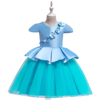 Girl Satin Mesh Color Matching Tutu Dress - PrettyKid