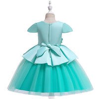 Girl Satin Mesh Color Matching Tutu Dress - PrettyKid