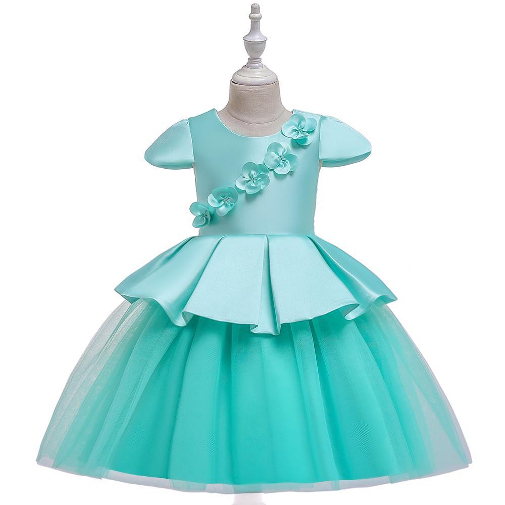 Girl Satin Mesh Color Matching Tutu Dress - PrettyKid