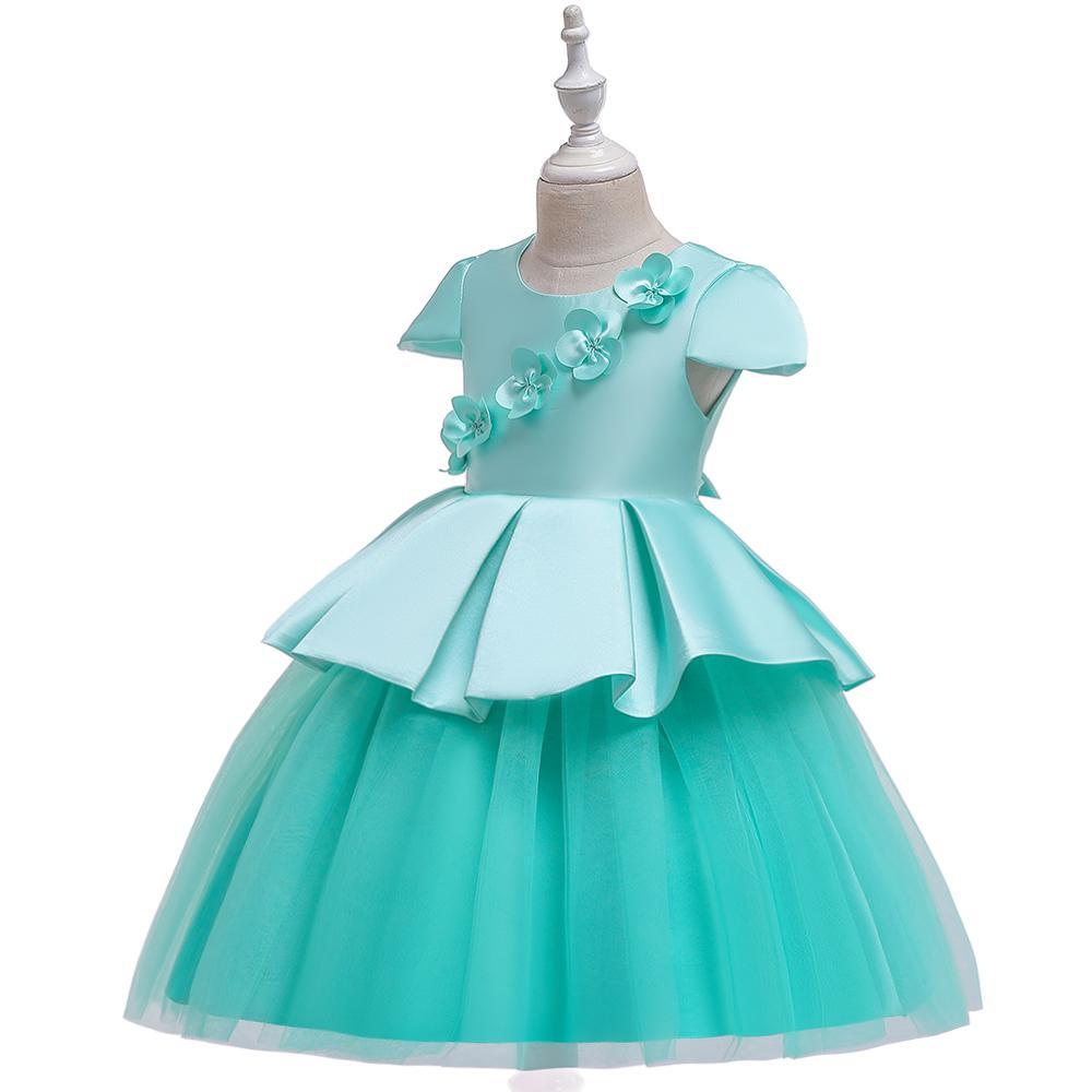 Girl Satin Mesh Color Matching Tutu Dress - PrettyKid