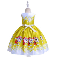 Girls Christmas Dress Print Santa Tutu Princess Dress Girl Dress - PrettyKid