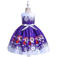 Girls Christmas Dress Print Santa Tutu Princess Dress Girl Dress - PrettyKid