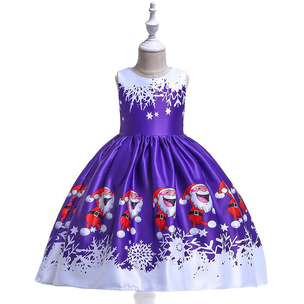 Girls Christmas Dress Print Santa Tutu Princess Dress Girl Dress - PrettyKid