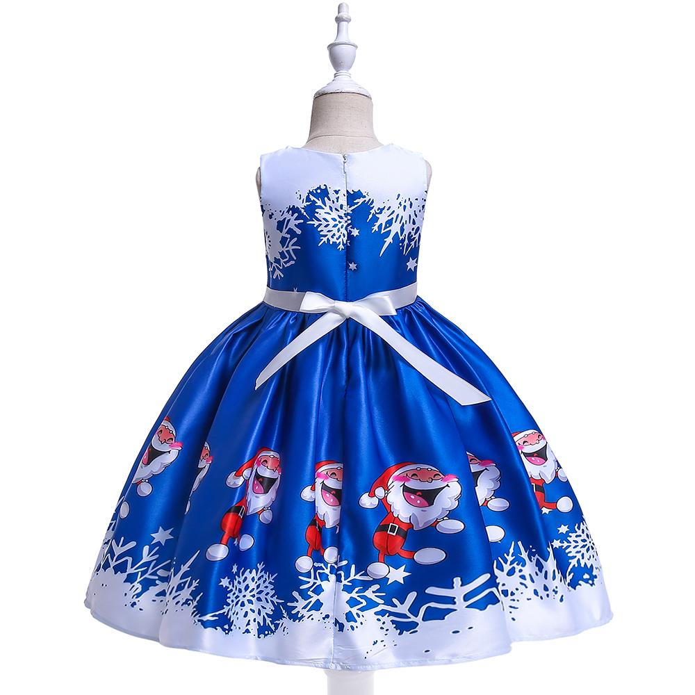 Girls Christmas Dress Print Santa Tutu Princess Dress Girl Dress - PrettyKid