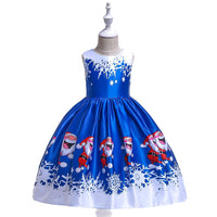 Girls Christmas Dress Print Santa Tutu Princess Dress Girl Dress - PrettyKid