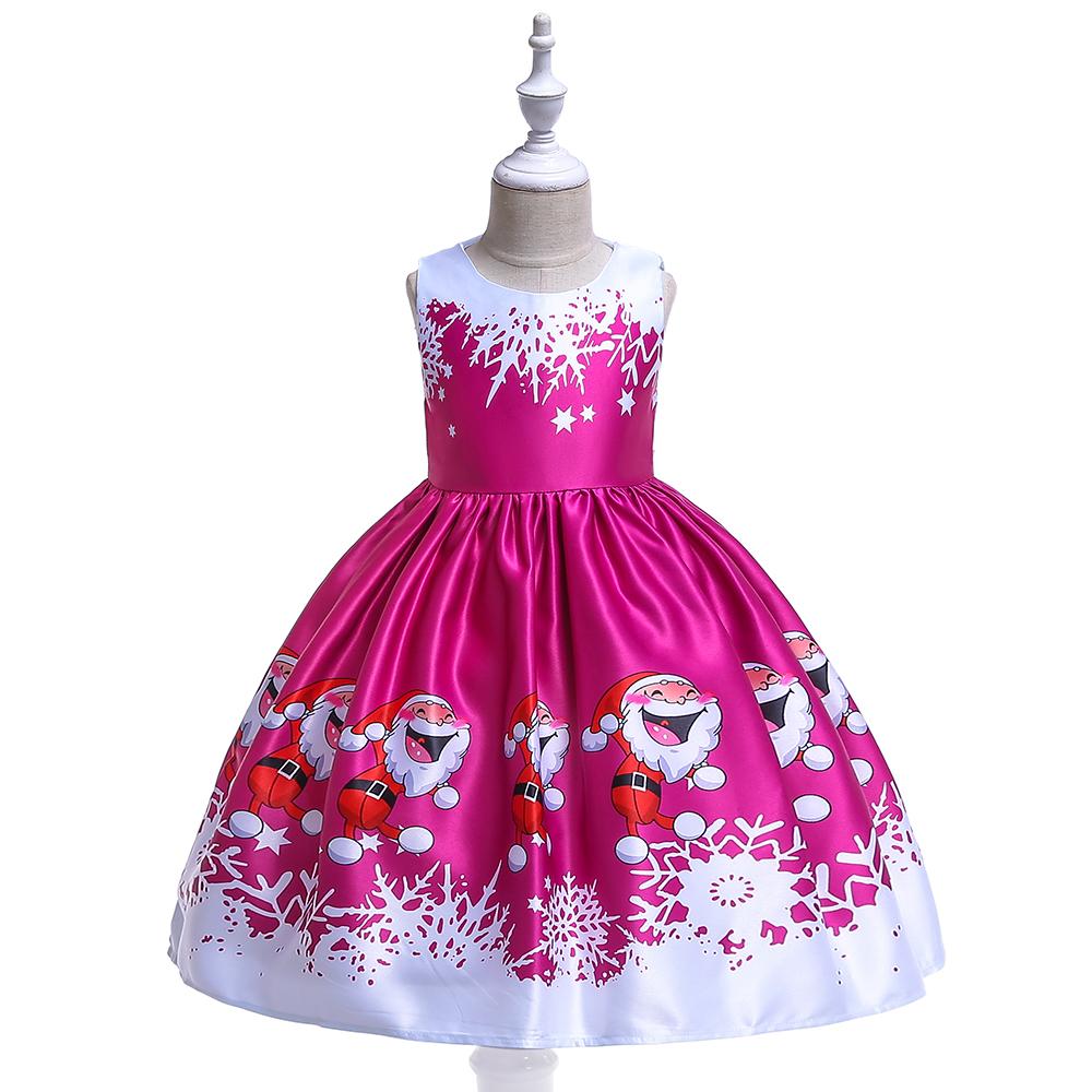 Girls Christmas Dress Print Santa Tutu Princess Dress Girl Dress - PrettyKid