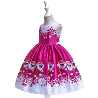 Girls Christmas Dress Print Santa Tutu Princess Dress Girl Dress - PrettyKid