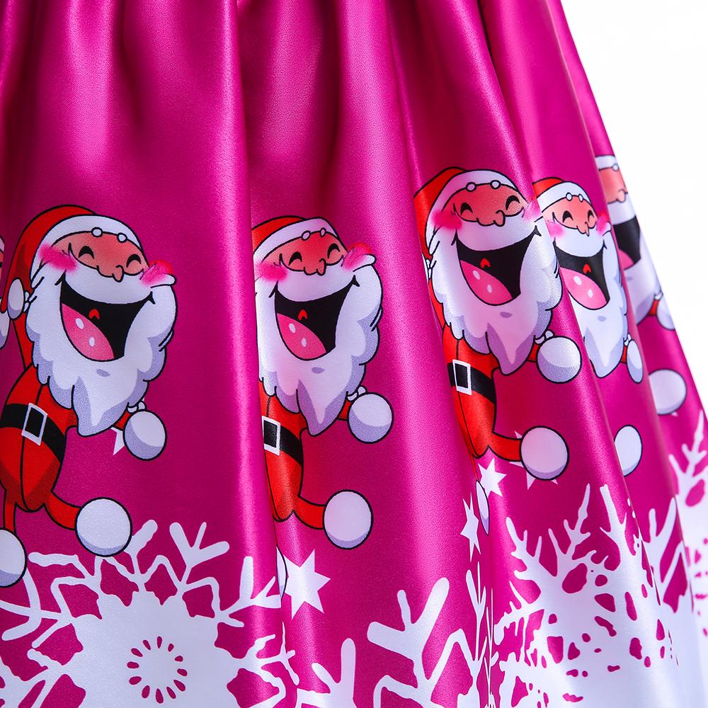 Girls Christmas Dress Print Santa Tutu Princess Dress Girl Dress - PrettyKid