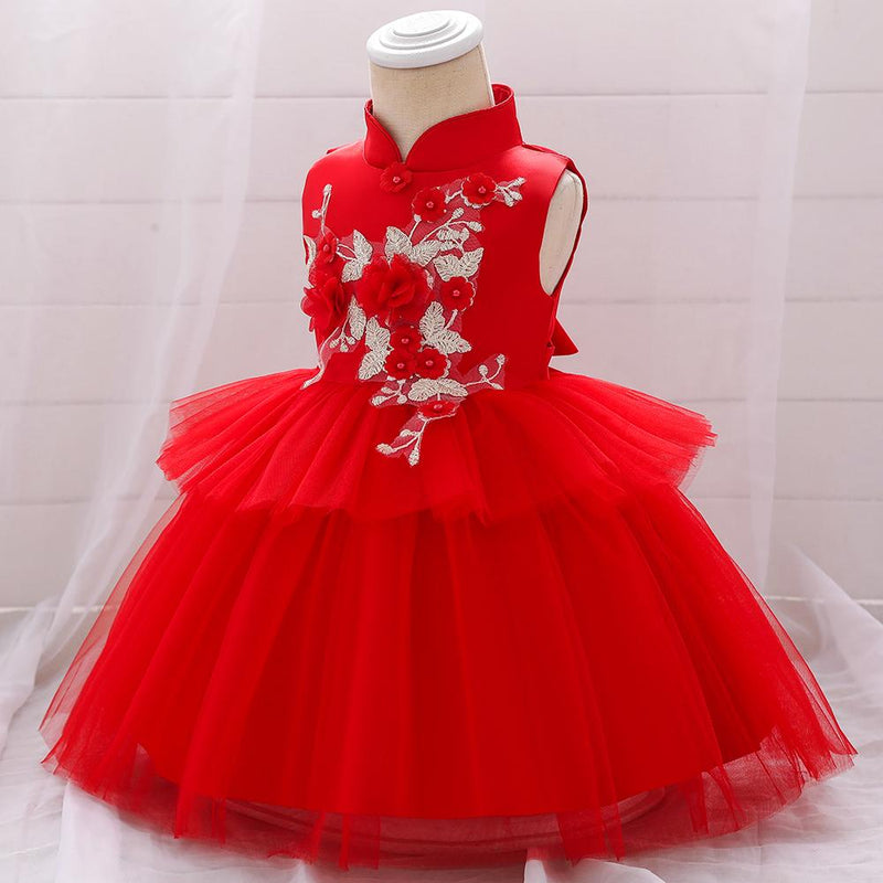 Baby Girl Mesh Cake Flower Dress - PrettyKid