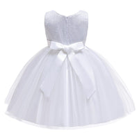 Girls Princess Dress Sequin Bow Dress Flower Girl Wedding Dress Skirt - PrettyKid