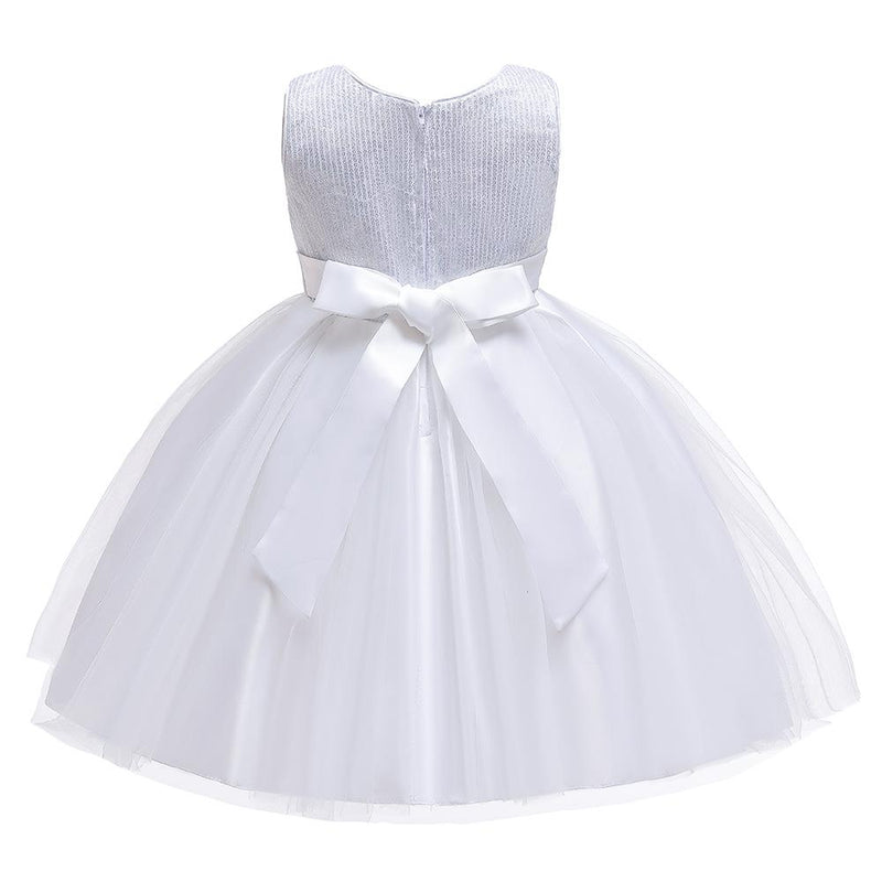 Girls Princess Dress Sequin Bow Dress Flower Girl Wedding Dress Skirt - PrettyKid