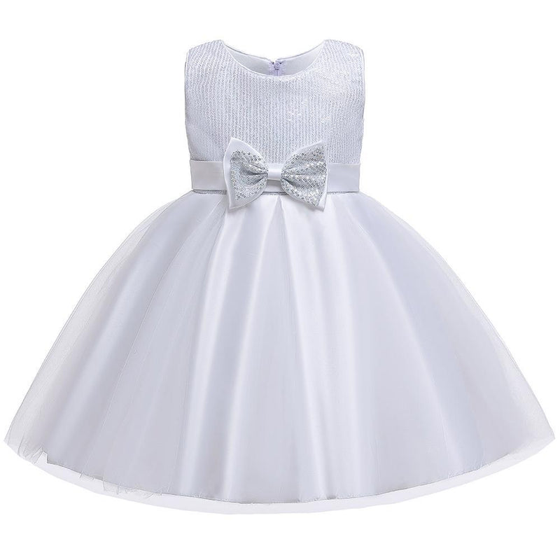 Girls Princess Dress Sequin Bow Dress Flower Girl Wedding Dress Skirt - PrettyKid