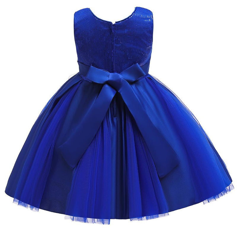 Girls Princess Dress Sequin Bow Dress Flower Girl Wedding Dress Skirt - PrettyKid