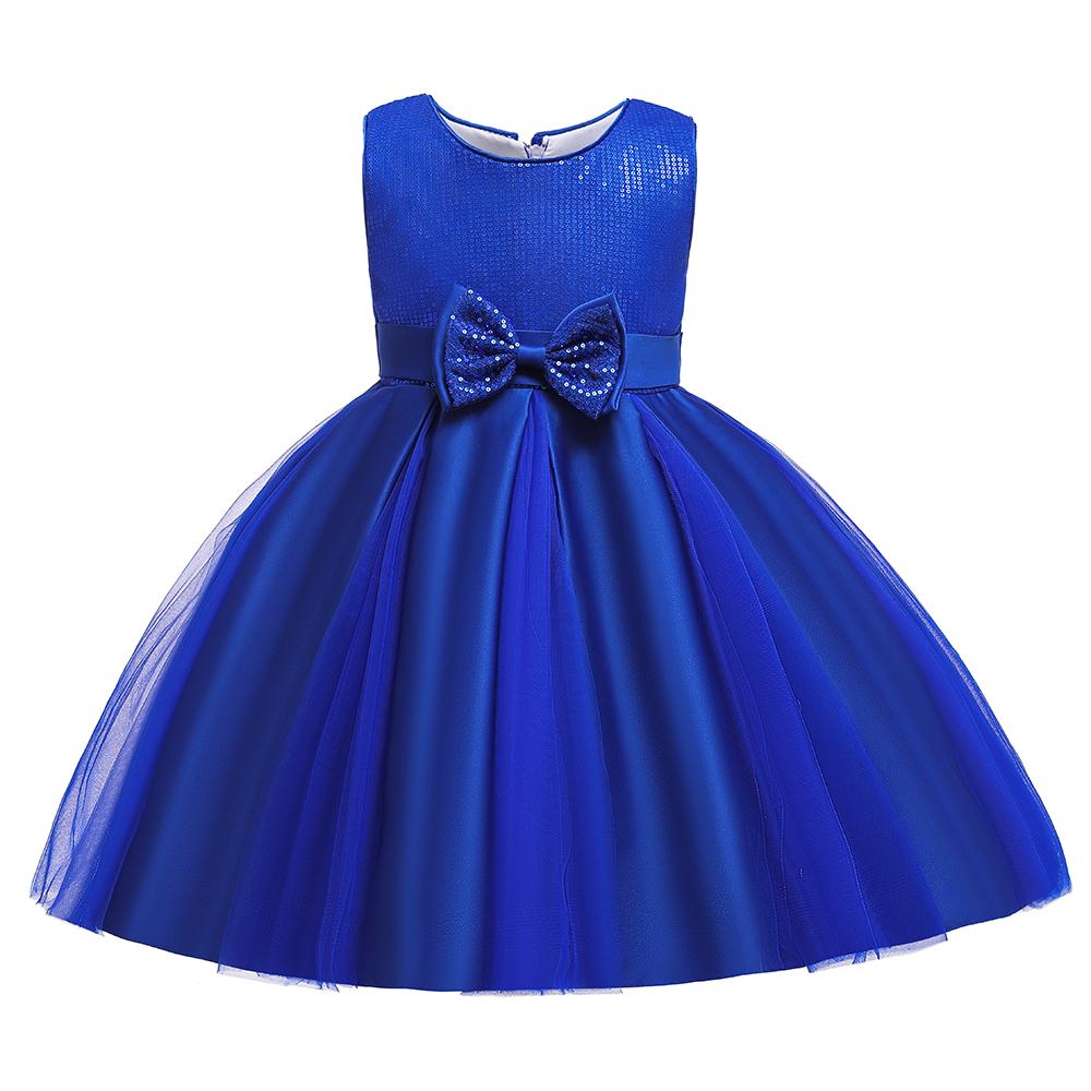 Girls Princess Dress Sequin Bow Dress Flower Girl Wedding Dress Skirt - PrettyKid