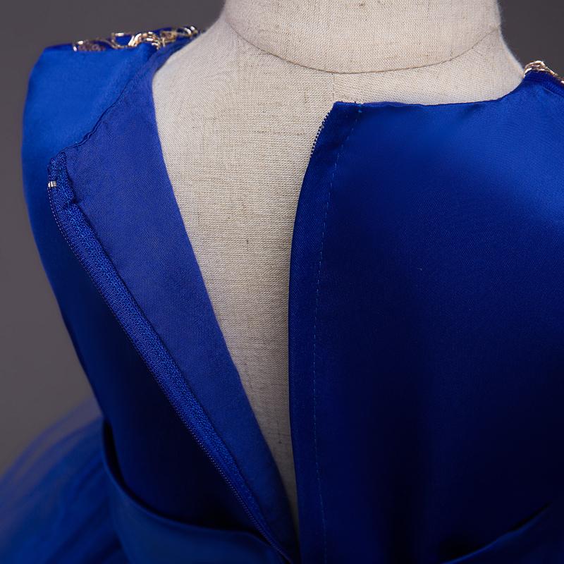 Girl's Tail Dress Mesh Skirt Wedding Tutu Skirt Blue Catwalk Dress - PrettyKid