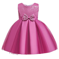 Girls Princess Dress Sequin Bow Dress Flower Girl Wedding Dress Skirt - PrettyKid