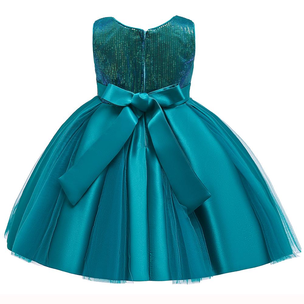 Girls Princess Dress Sequin Bow Dress Flower Girl Wedding Dress Skirt - PrettyKid