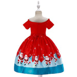 Girls' Christmas Dress Off Shoulder Short Sleeve Princess Dress - PrettyKid