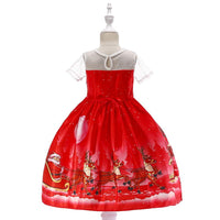 Girls Christmas Dress Snowflake Print Santa Tutu Princess Dress - PrettyKid