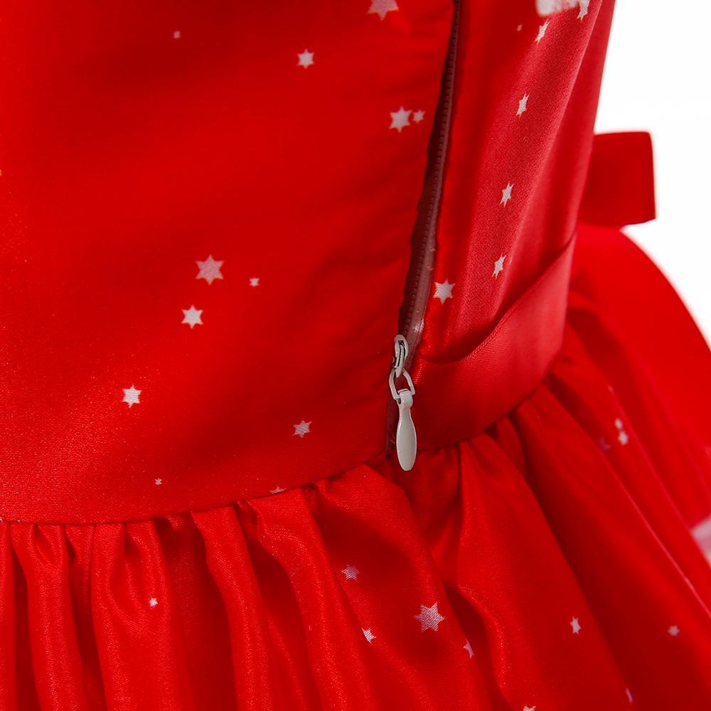 Girls Christmas Dress Snowflake Print Santa Tutu Princess Dress - PrettyKid