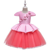 Girl Satin Mesh Color Matching Tutu Dress - PrettyKid